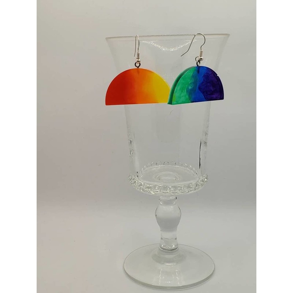 Unique Rainbow Resin Earrings